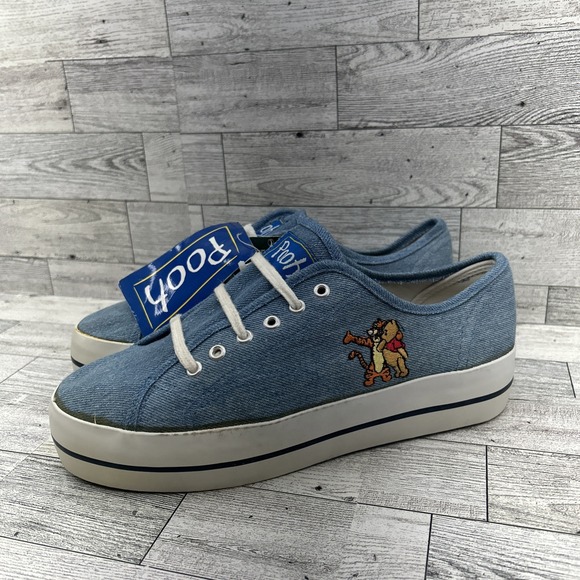 Disney Shoes - Disney Winnie The Pooh Works Tiger 90s Denim Canvas Embroidered Shoes Sz 7.5 New